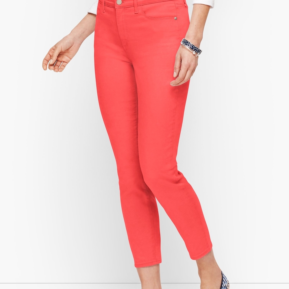 Talbots Vibrant High Waist Jegging Crop Ankle Jeans in Coral
